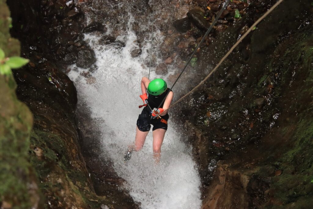 waterfall rappelling splash arenal costa rica canyoning rainforest falls