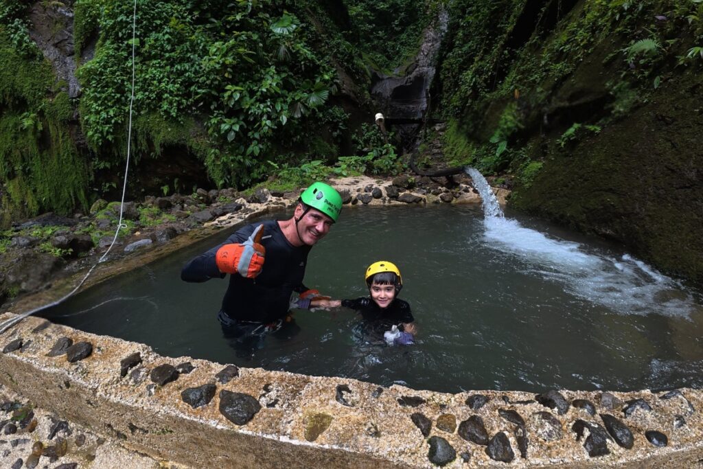 father and son canyoning adventure arenal costa rica