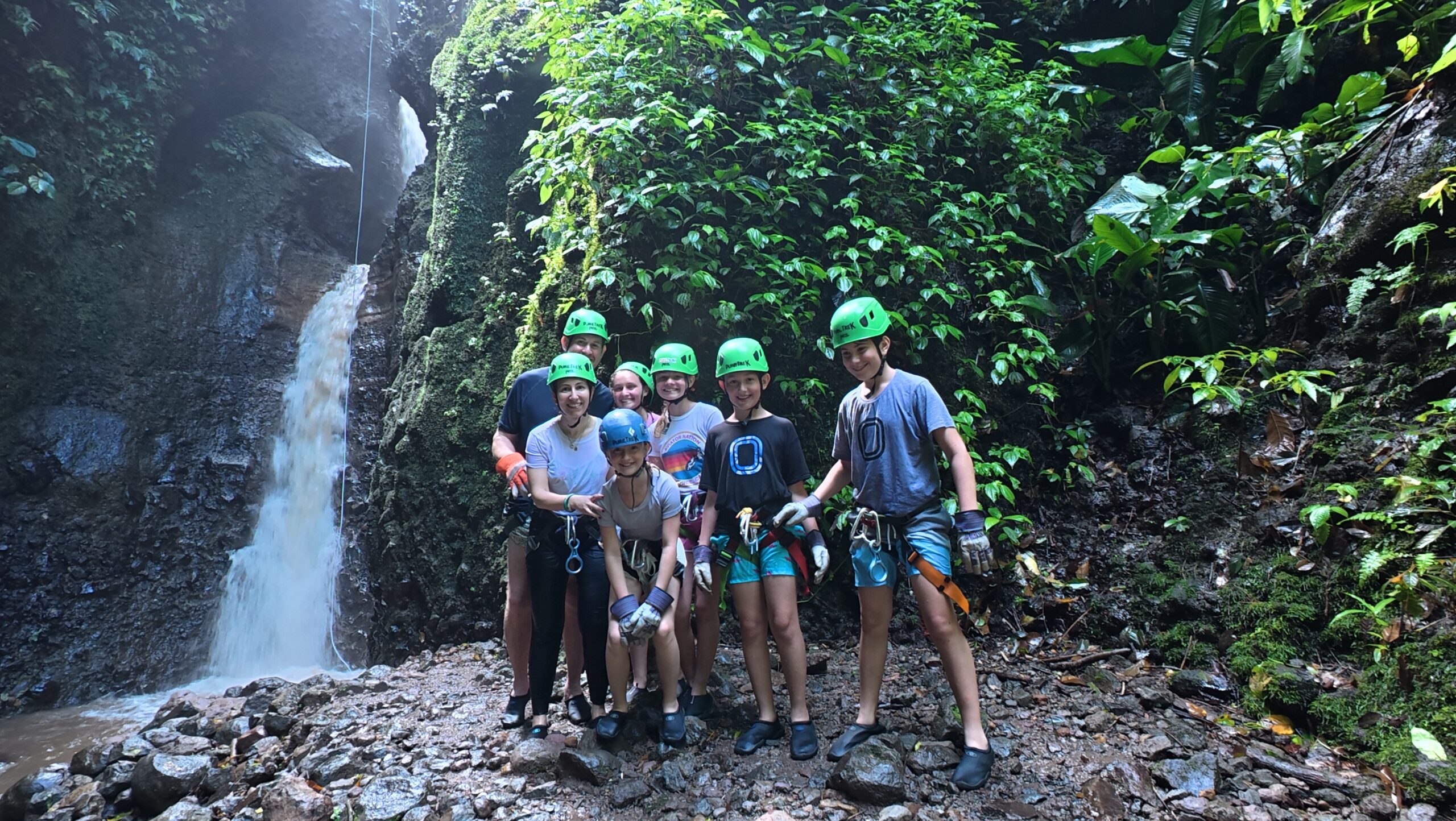 family canyoning adventure arenal costa rica pure trek waterfall tour