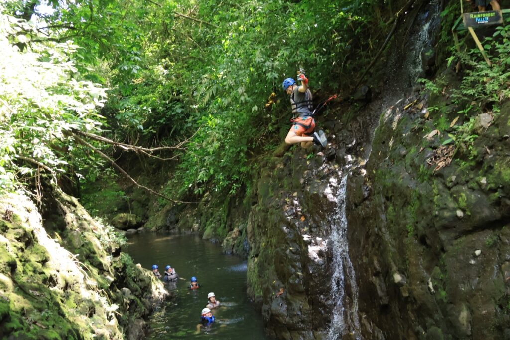 waterfall jump rainforest falls arenal costa rica